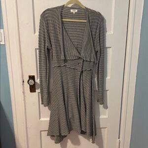 Gray Asymmetrical Striped sweater